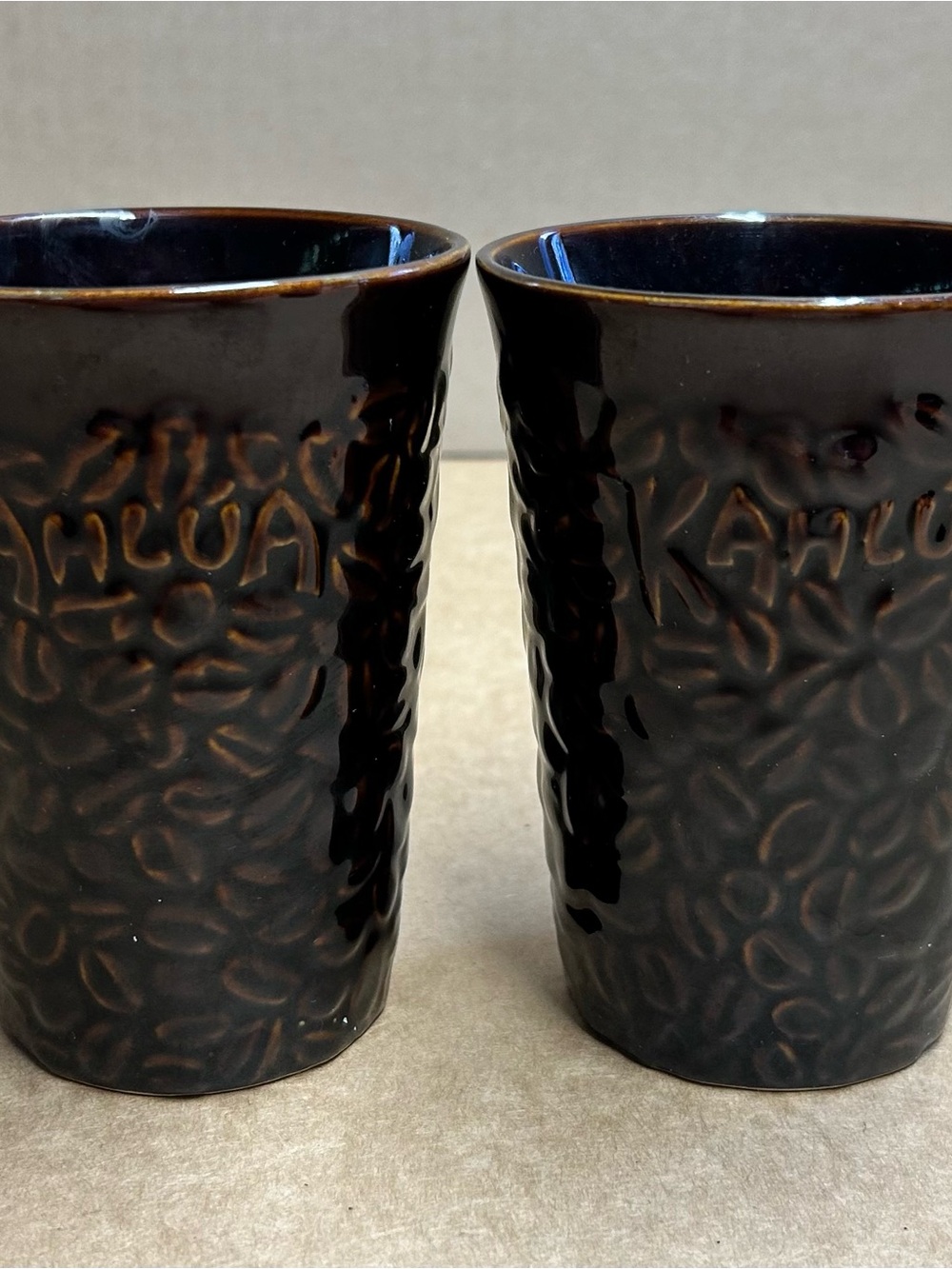 Kahlua Brand Ceramic Textured Coffee Mugs - Set of 2